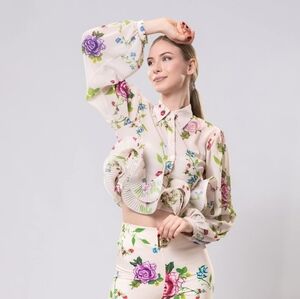 Babylon Floral cropped blouse